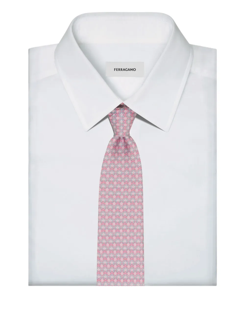 Ferragamo Zijden stropdas met Gancini-print Roze