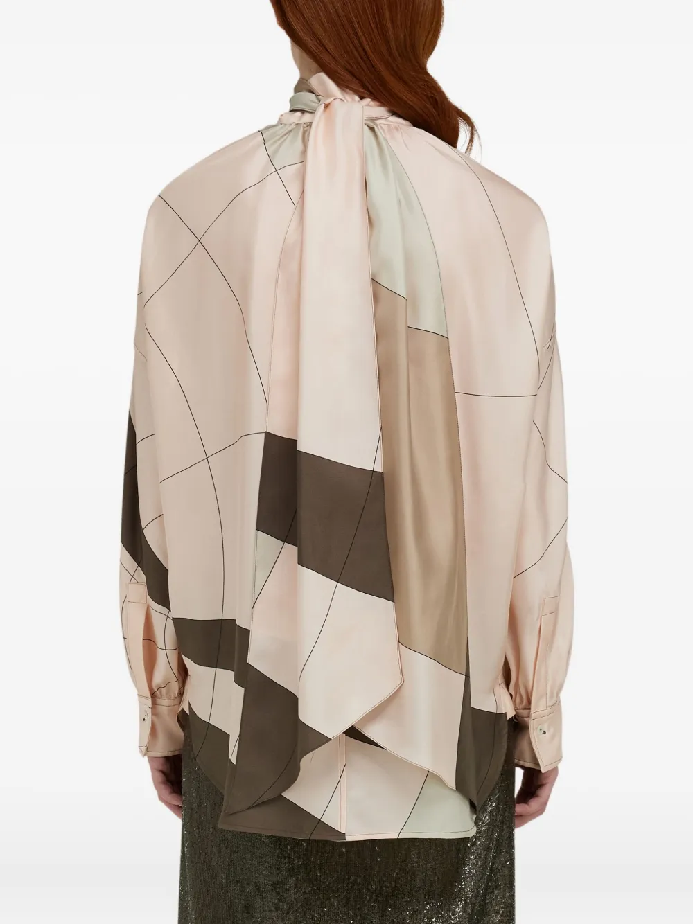 Ferragamo Zijden blouse met sjerpdetail Beige