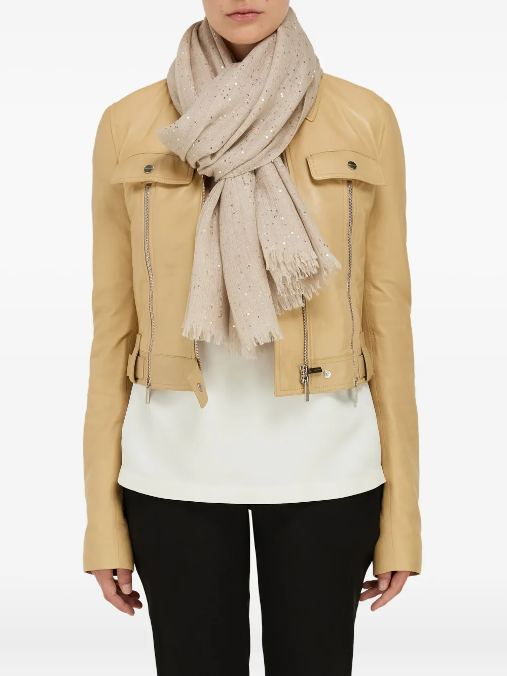 Ferragamo Sjaal met pailletten Natural
