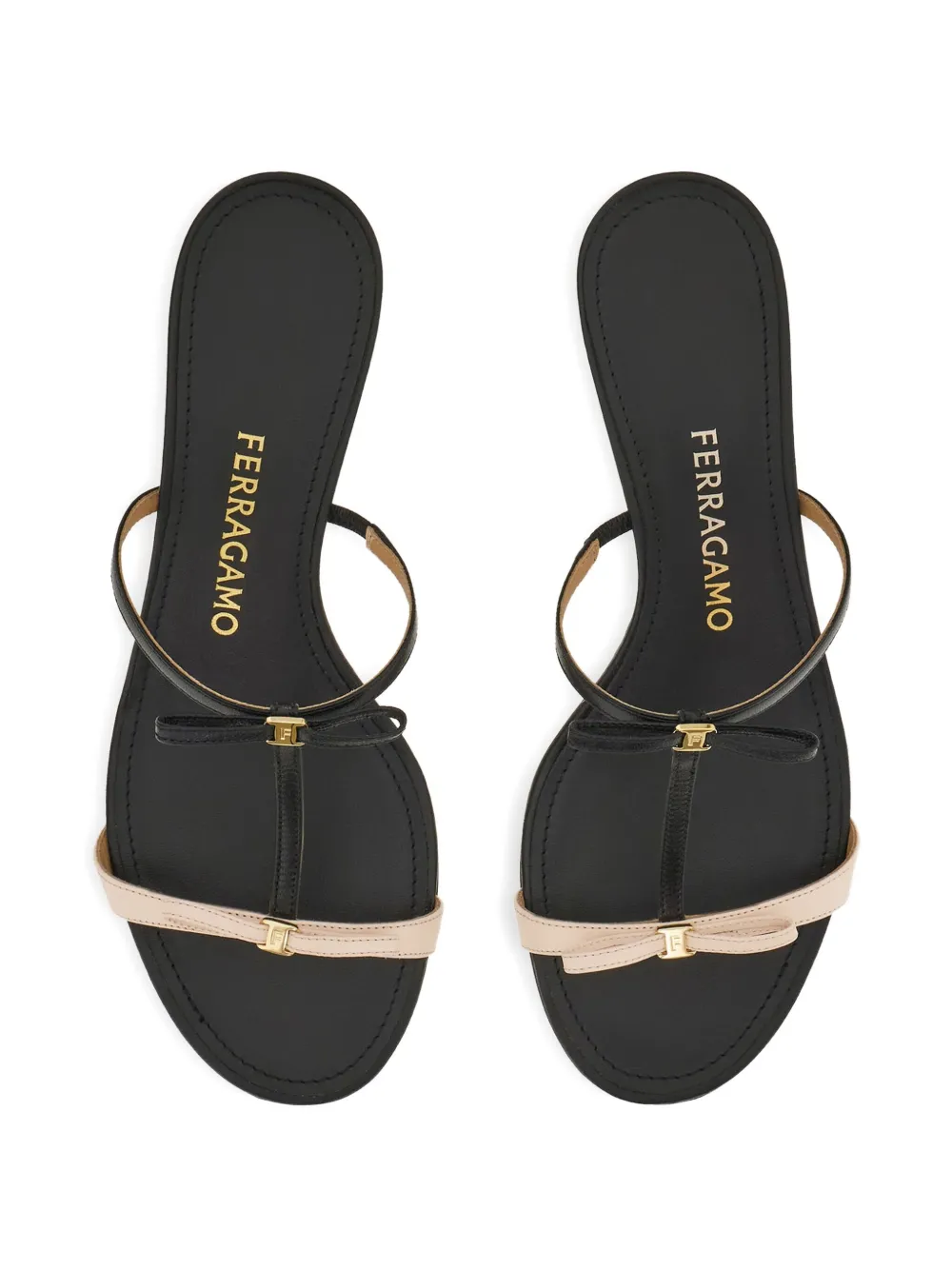 Ferragamo Bow T-strap kitten-heel sandals Black