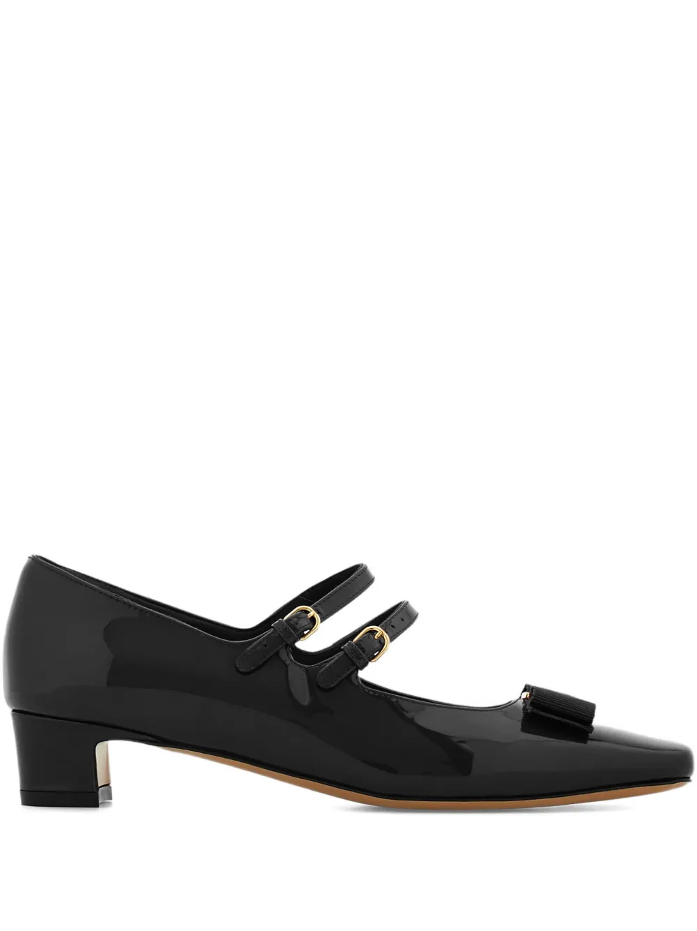 Ferragamo Vara patent leather dual-strap pumps Zwart