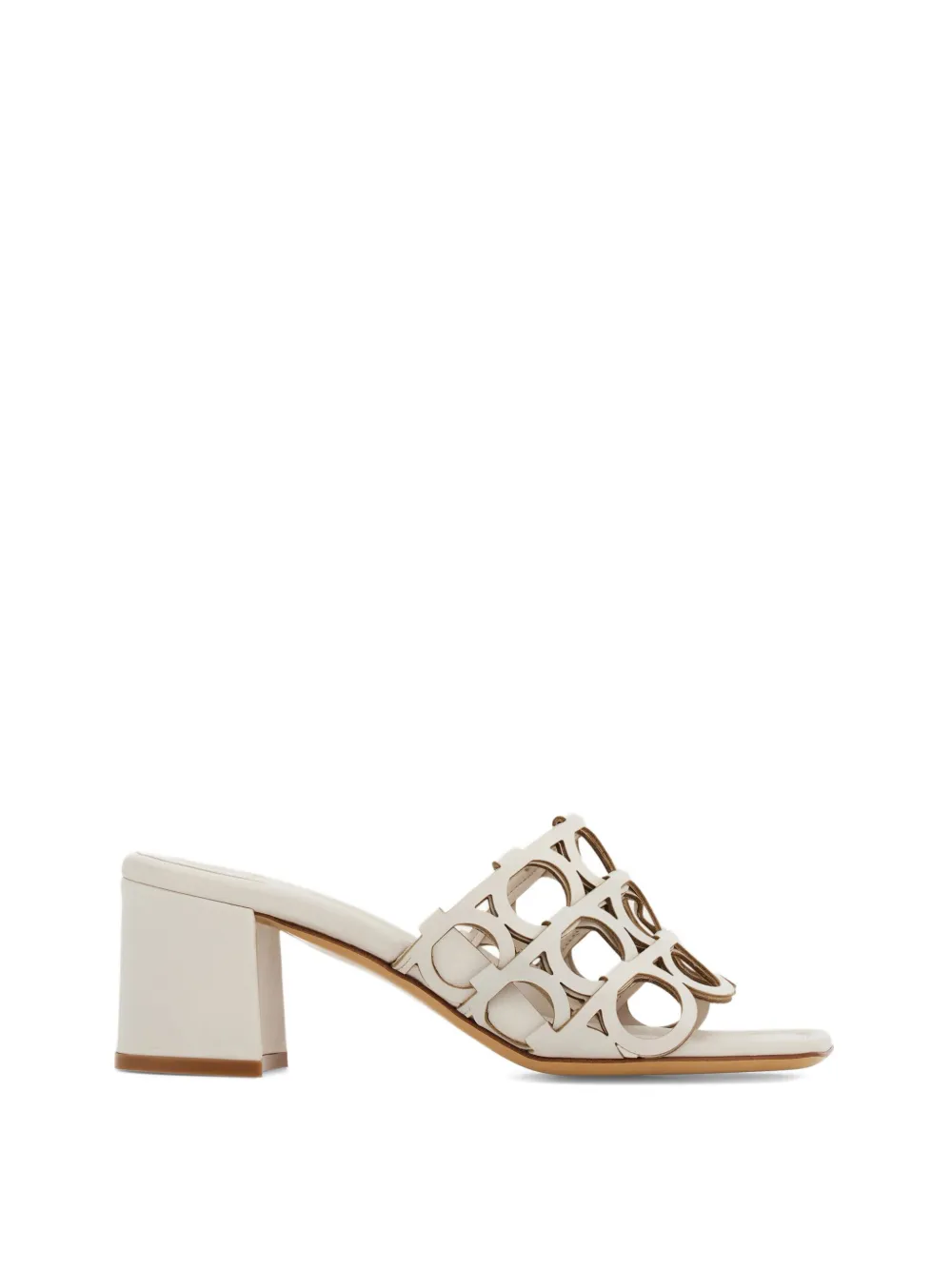 Ferragamo Gancini cut-out block-heel sandals Beige