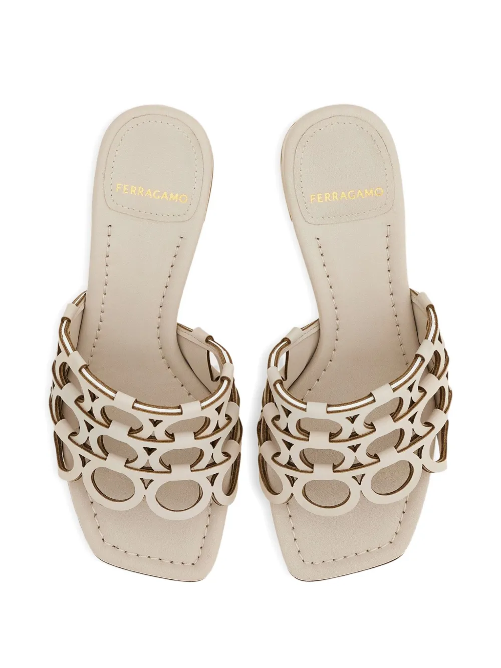 Ferragamo Gancini cut-out block-heel sandals Neutrals