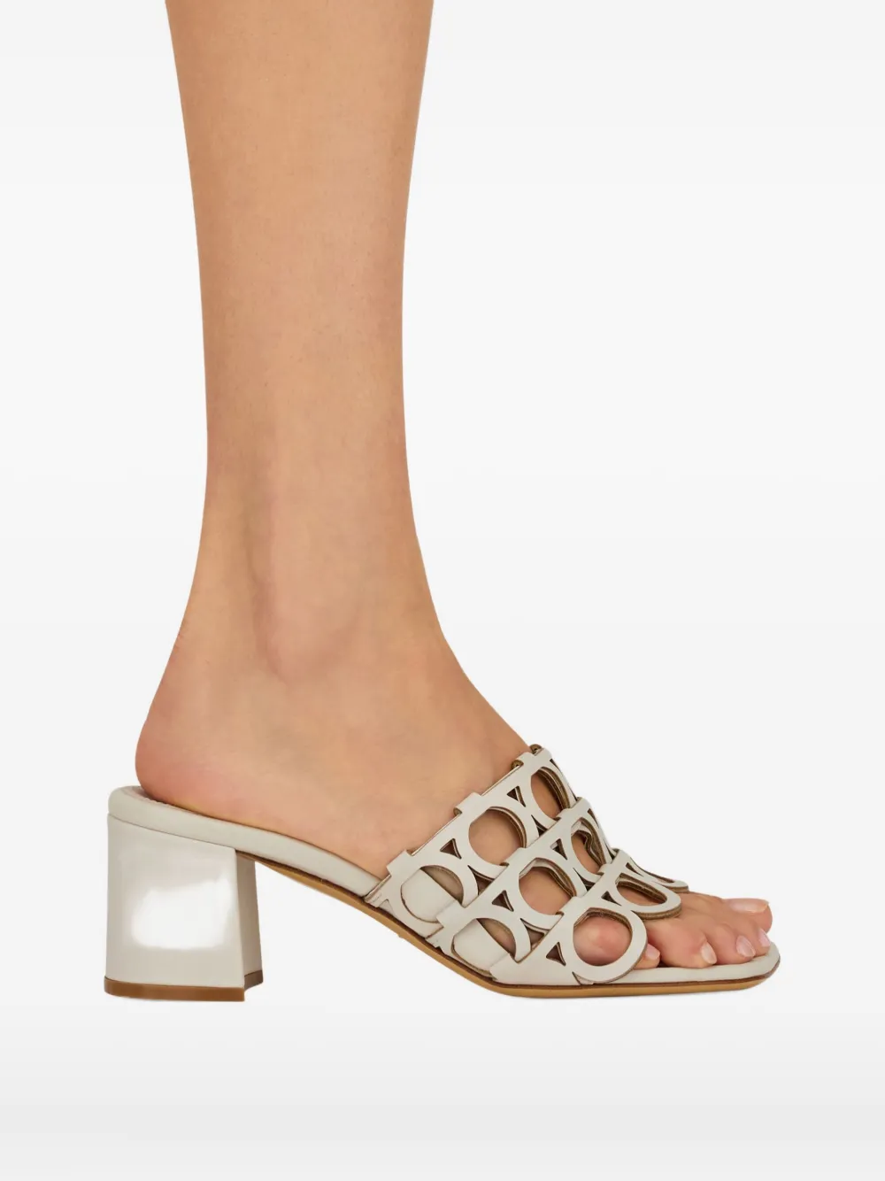 Ferragamo Gancini cut-out block-heel sandals Neutrals