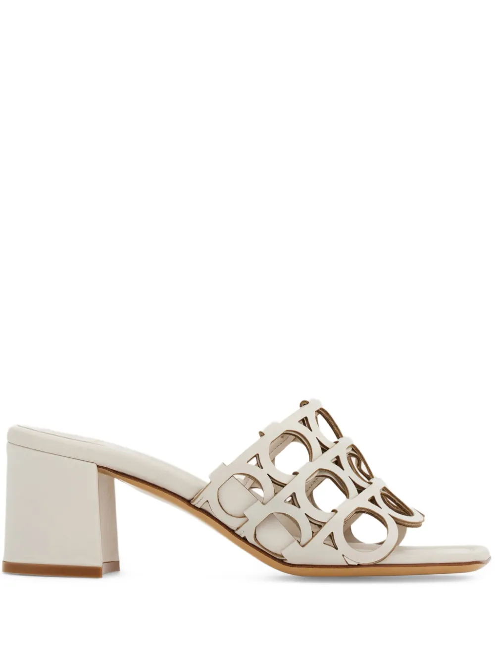 Ferragamo Gancini cut-out block-heel sandals Neutrals