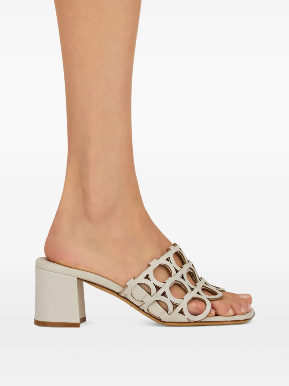 Ferragamo Gancini cut-out block-heel sandals Neutrals