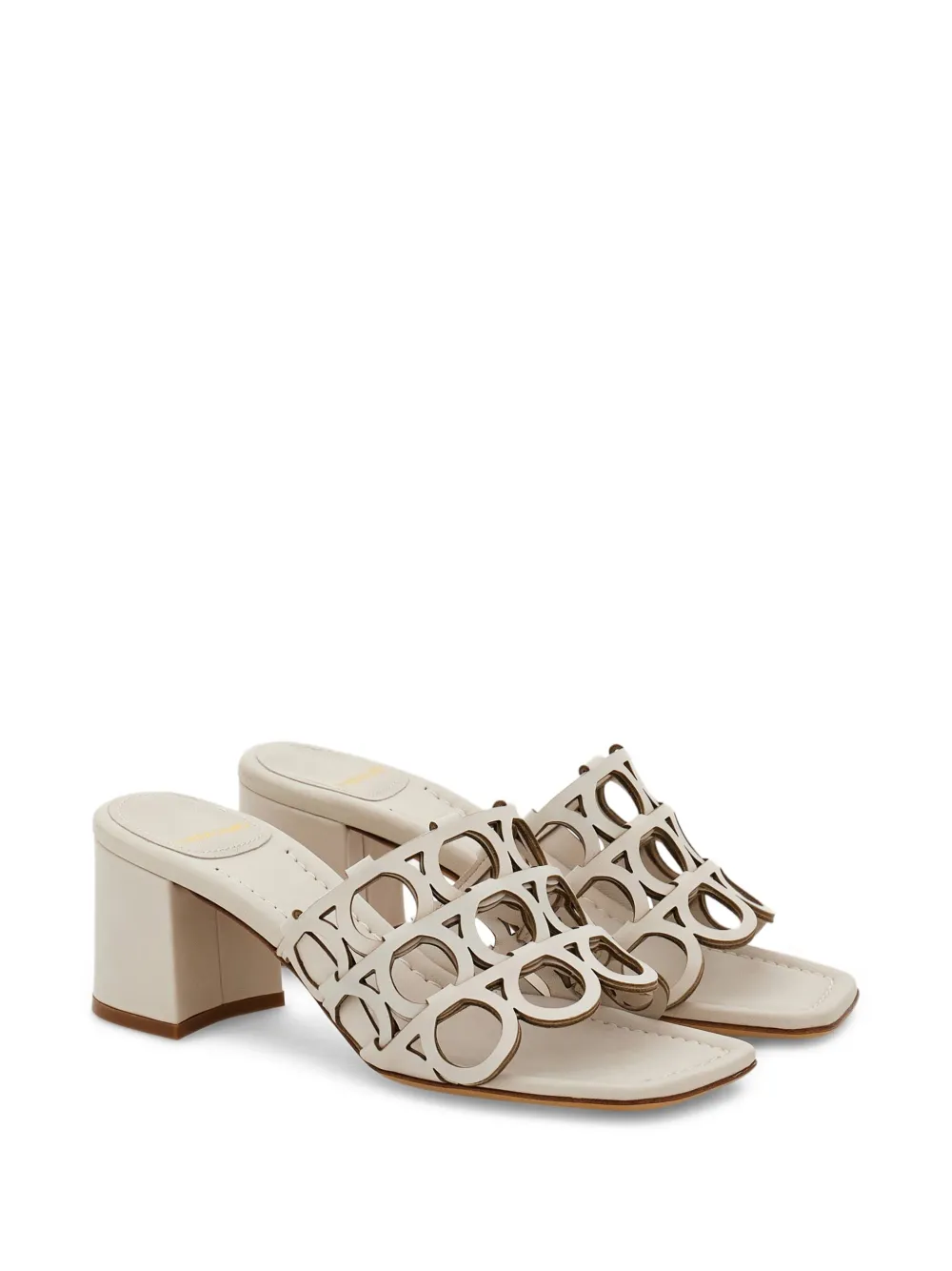 Ferragamo Gancini cut-out block-heel sandals Neutrals