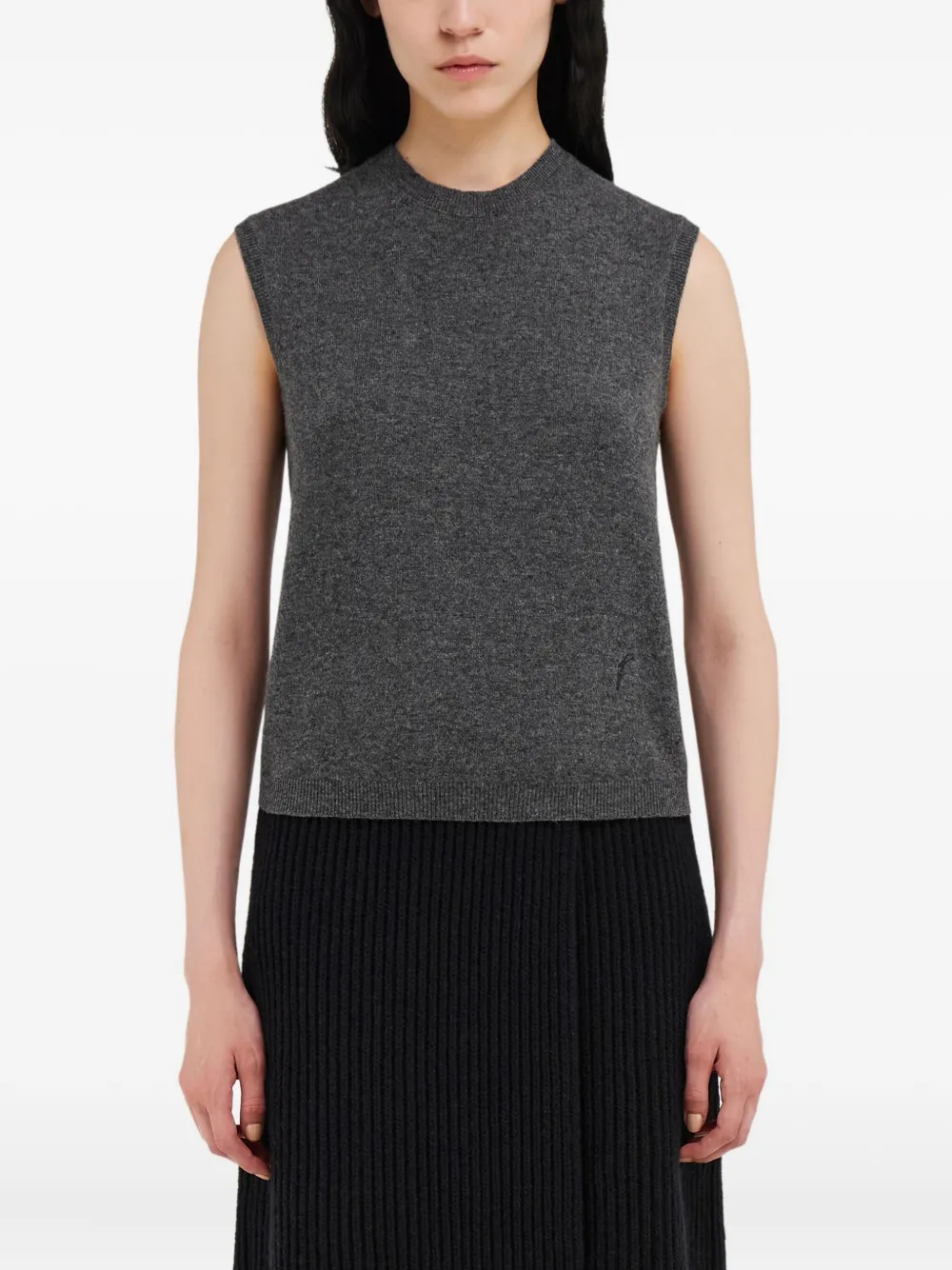 Ferragamo Mouwloze gebreide top Grijs