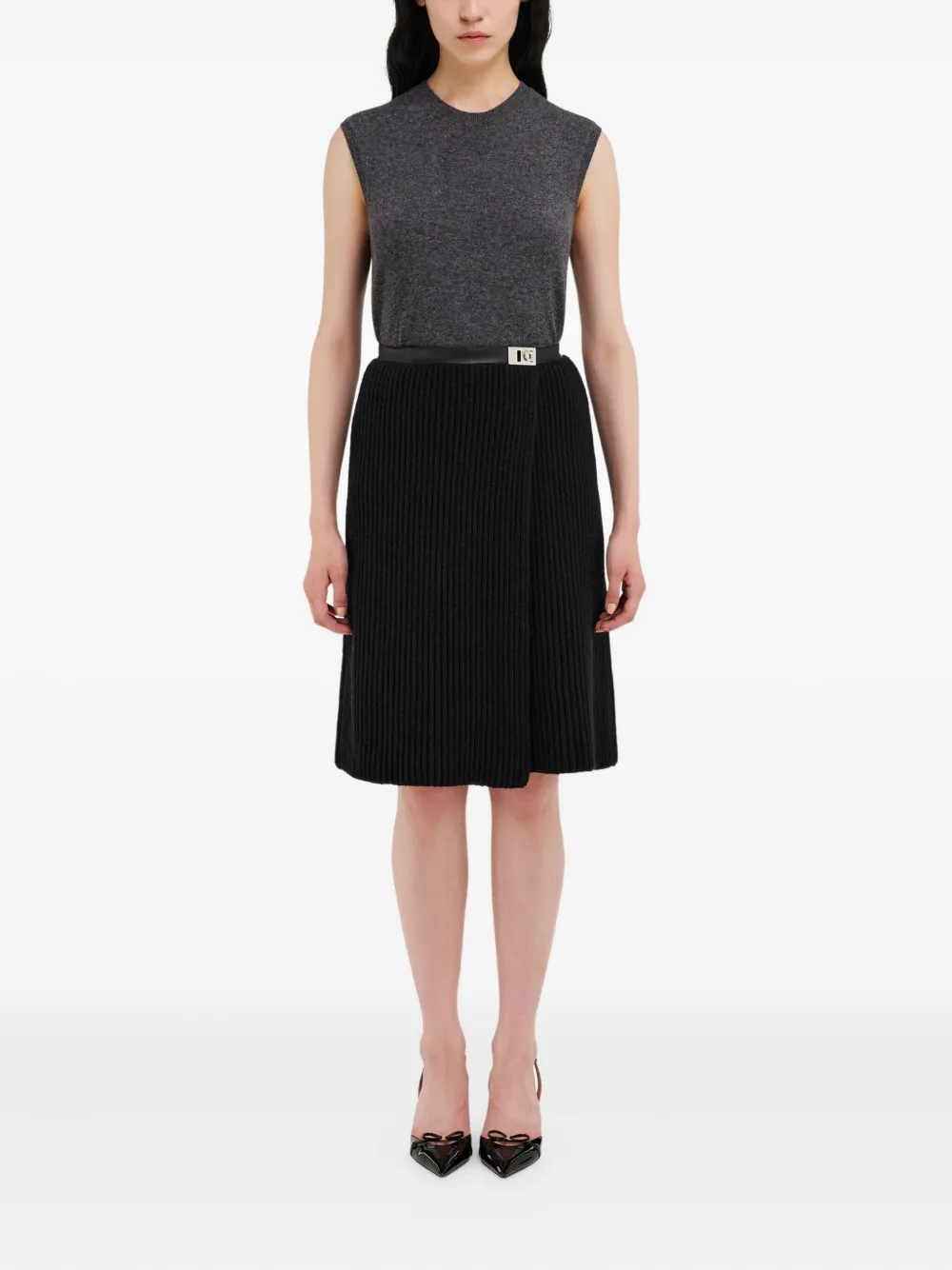 Ferragamo Mouwloze gebreide top Grijs