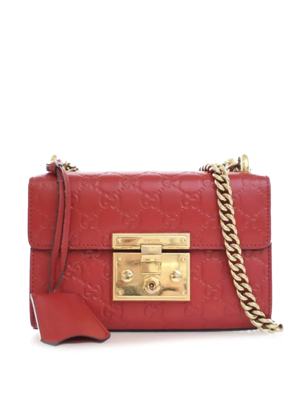 Gucci Pre-Owned 2016-2024 スモール グッチシマ パドロック ショルダーバッグ - レッド Gucci Pre-Owned 2016-2024 スモール グッチシマ パドロック ショルダーバッグ - レッド