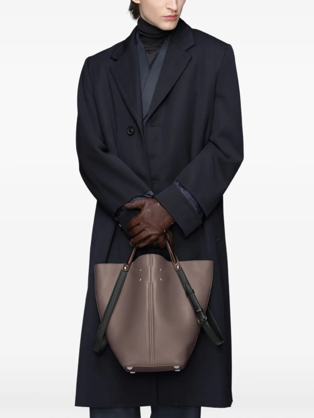 Maison Margiela Dress-Age leren shopper met dubbele bandjes Bruin