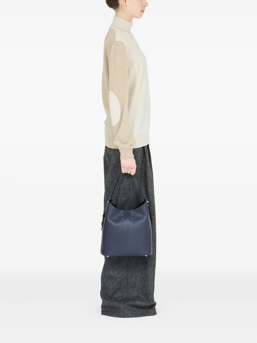 Maison Margiela Dress-Age Hobo leren shopper met dubbele bandjes Blauw