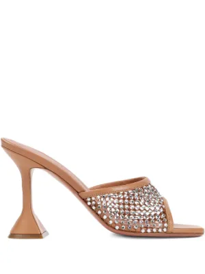 AMINA MUADDI アミナモアディ　サンダル　ラインストーン　スウェード Amina Muaddi 95mm Shiona Snakeskin sculpted-heel Sandals