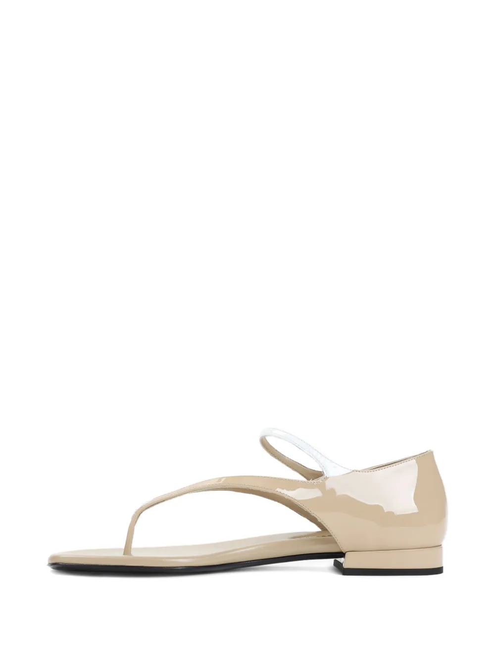 Miu Tweekleurige lakleren sandalen Beige