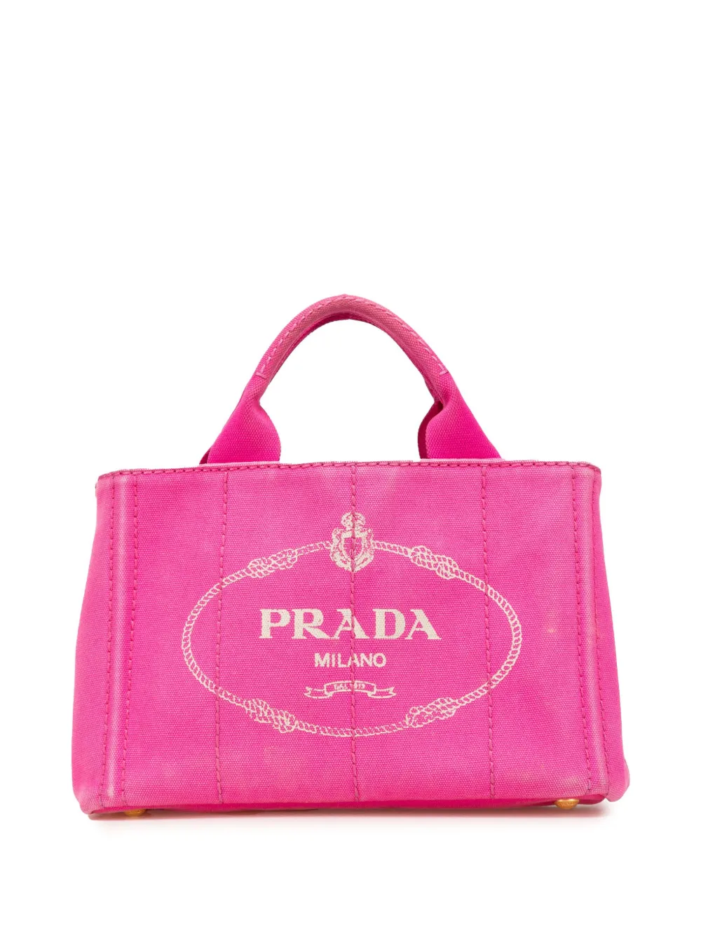 Prada Pre-Owned 2013-2024 スモール キャンバス カナパ ロゴ サッチェルバッグ - ピンク Prada Pre-Owned 2013-2024 スモール キャンバス カナパ ロゴ サッチェルバッグ - ピンク