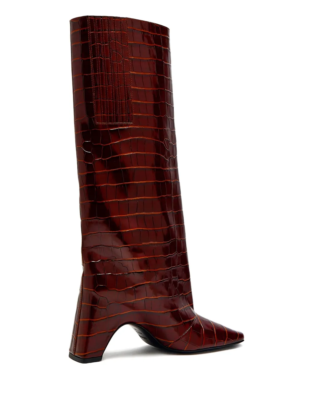 Coperni crocodile-effect square-toe knee-high boots Brown