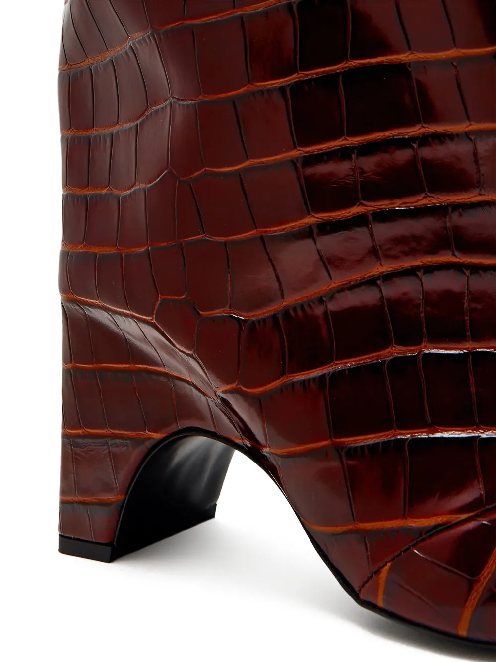 Coperni crocodile-effect square-toe knee-high boots Brown
