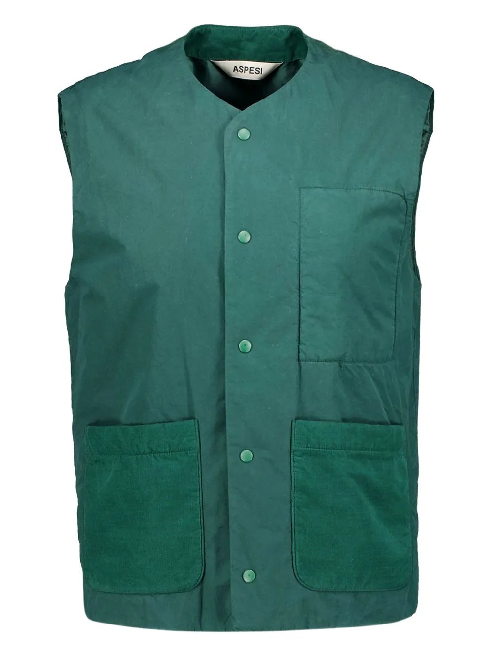 ASPESI snap-buttoned patch-pocket gilet Groen