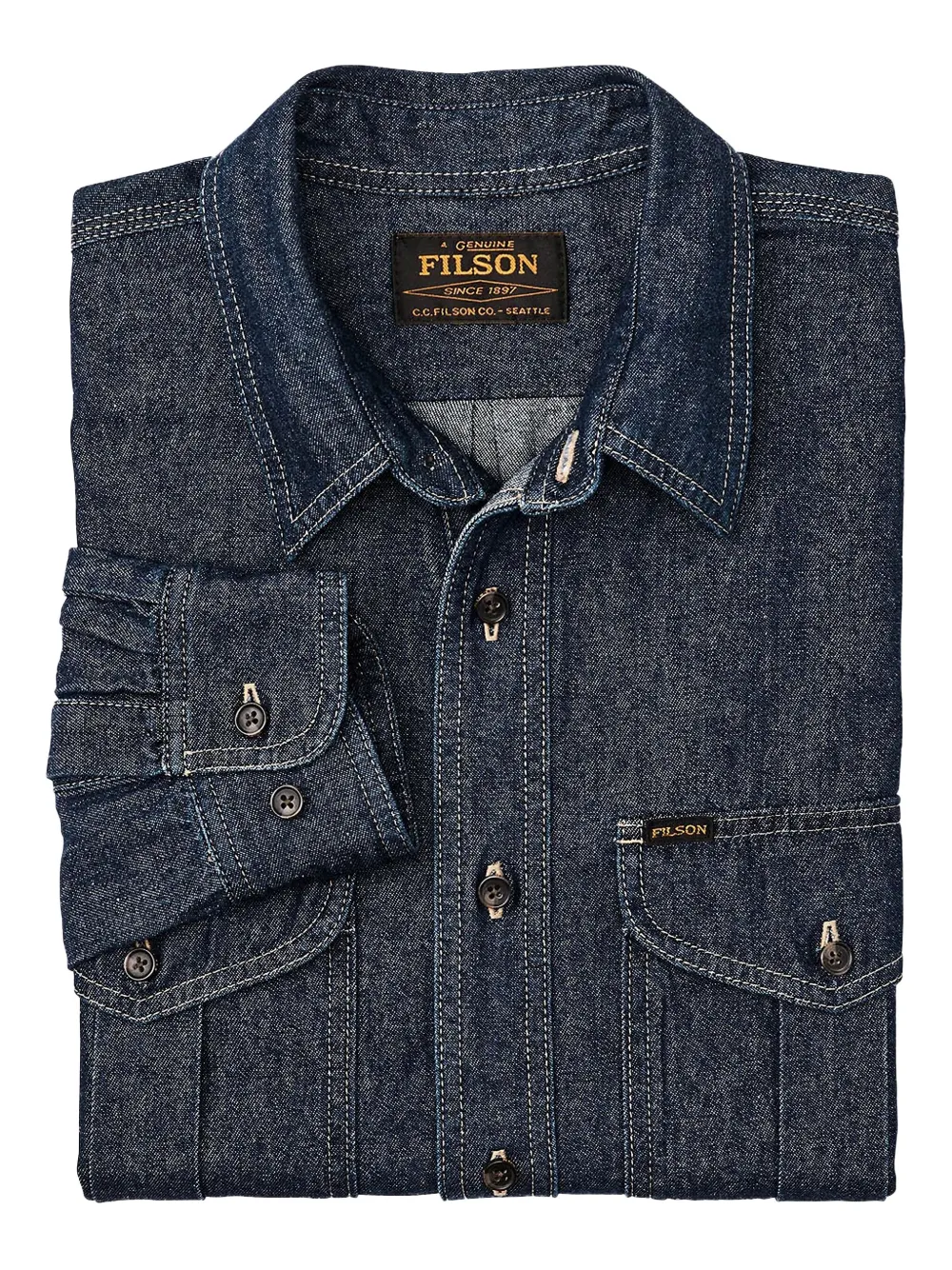 Filson Denim overhemd met dubbele zak Blauw