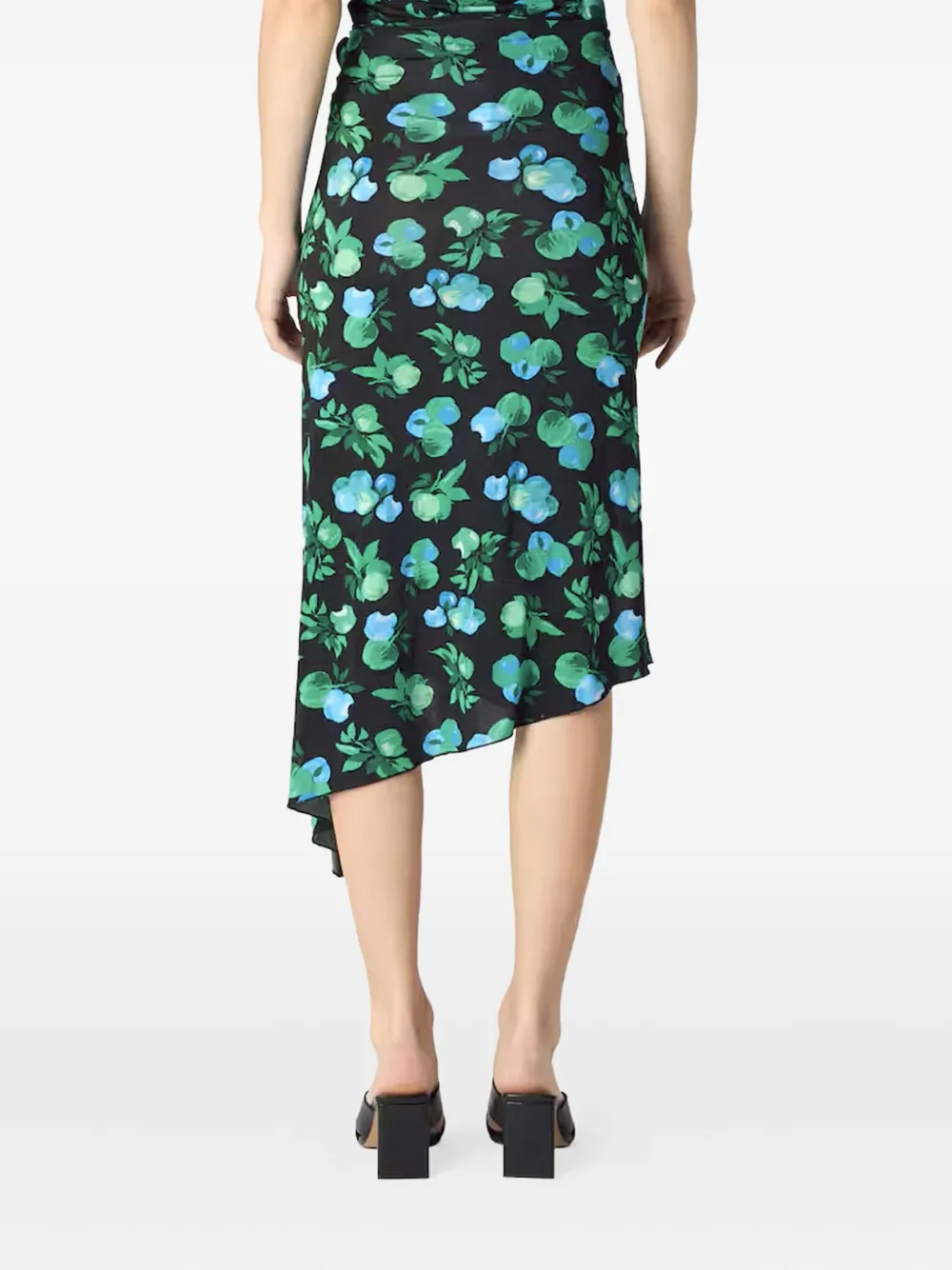 Coperni floral-print asymmetric skirt Zwart