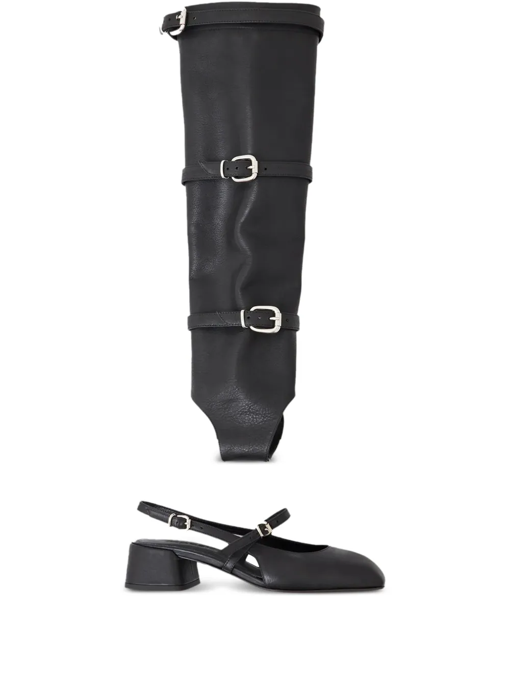 MORSICA Olimpia buckle-strap leather knee-high boots | Black | Image 1