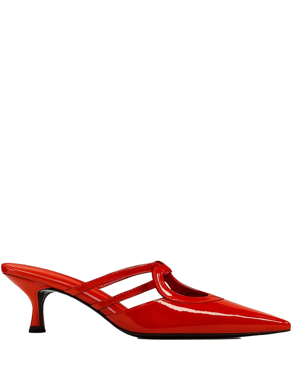 MORSICA heart-shaped patent leather mules Red