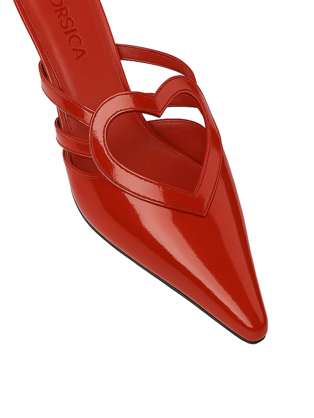 MORSICA heart-shaped patent leather mules Red