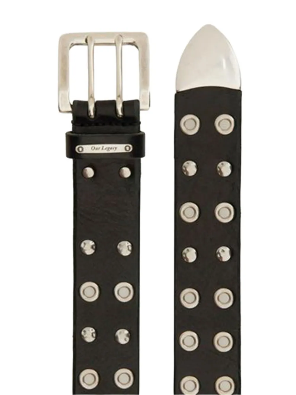 OUR LEGACY eyelets studded leather belt Zwart