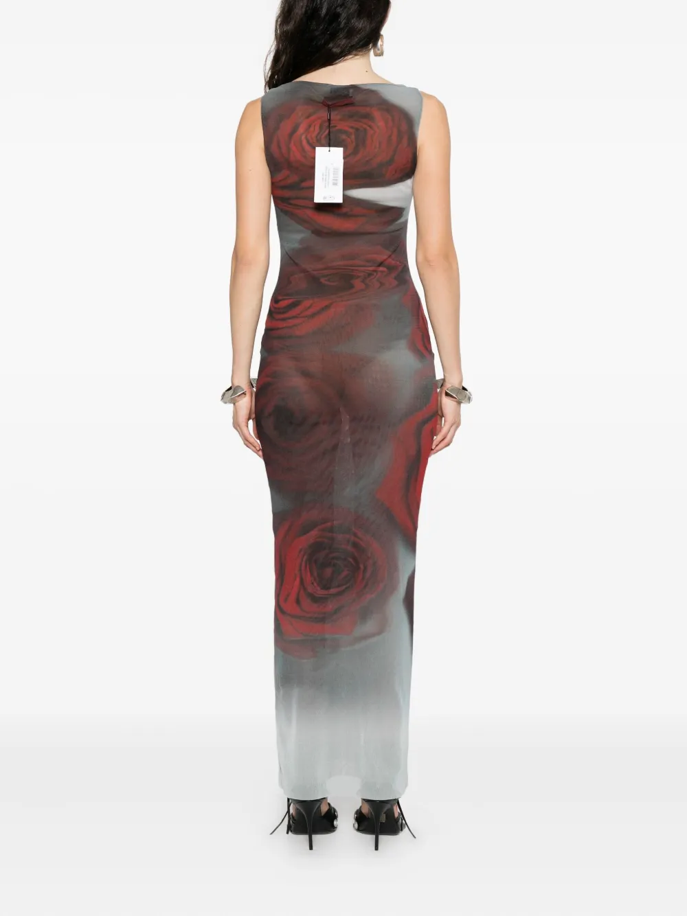 Jean Paul Gaultier The Long Red Blurry Tulle Maxi Dress In Brown