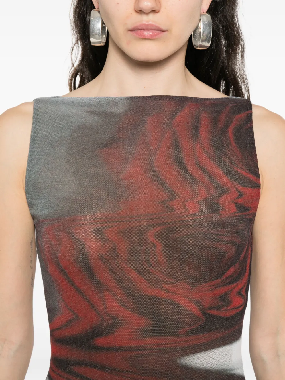 Jean Paul Gaultier Midi-jurk met roosprint Grijs