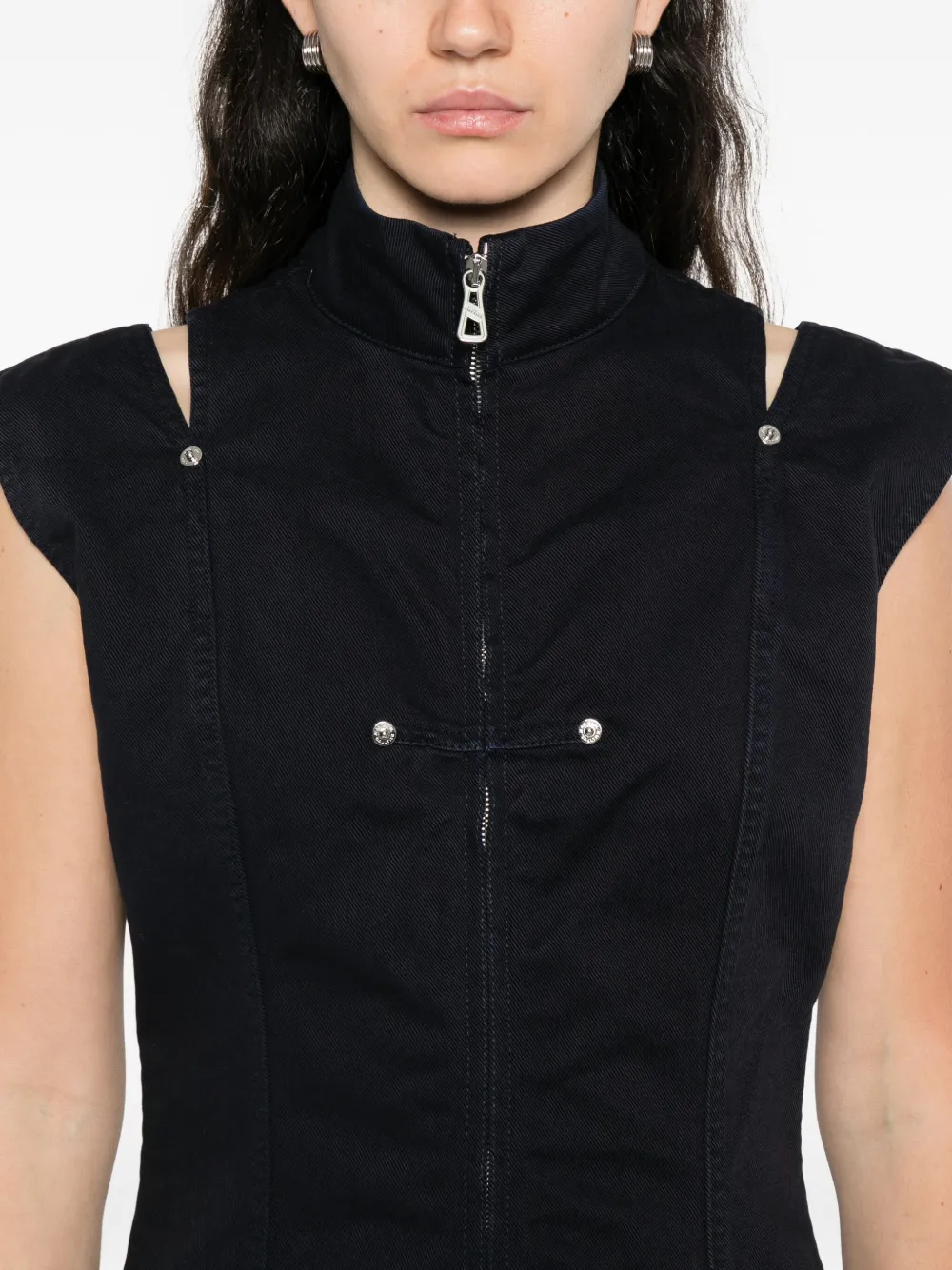 Jean Paul Gaultier Mouwloze jurk met rits Blauw