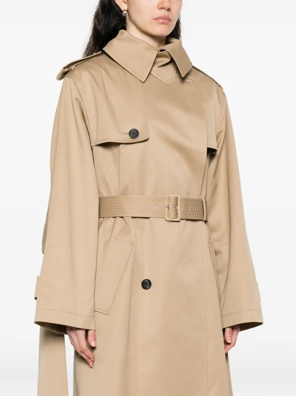 Jean Paul Gaultier Double-breasted Belted Trench Coat In Neutral