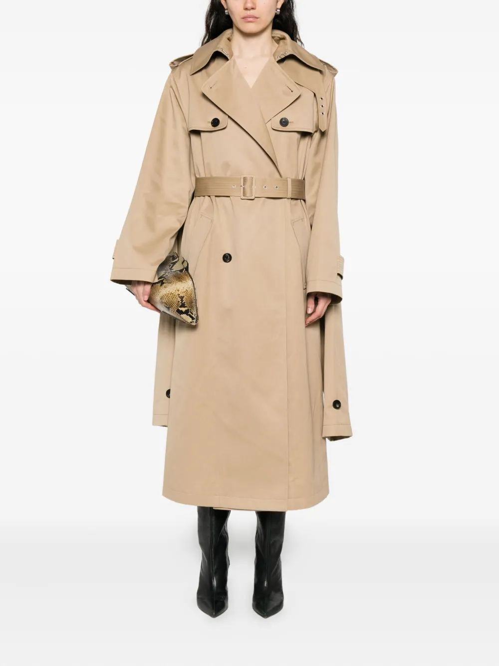 Jean Paul Gaultier Double-breasted Belted Trench Coat In Neutral