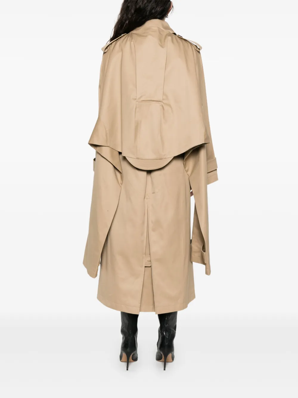 Jean Paul Gaultier Trenchcoat met dubbele rij knopen en ceintuur Beige