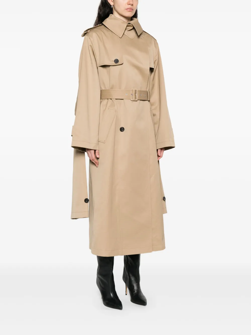 Jean Paul Gaultier Trenchcoat met dubbele rij knopen en ceintuur Beige