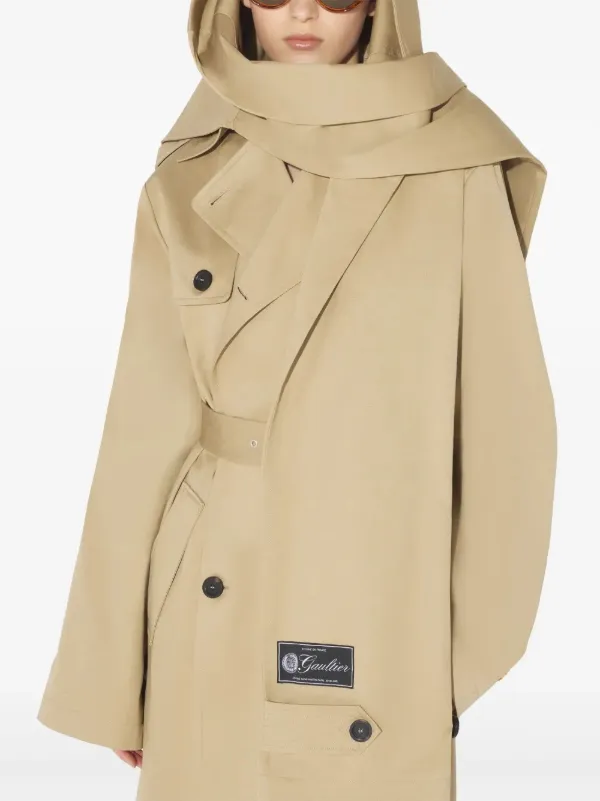 Jean Paul Gaultier Double-breasted Belted Trench Coat in Neutrals