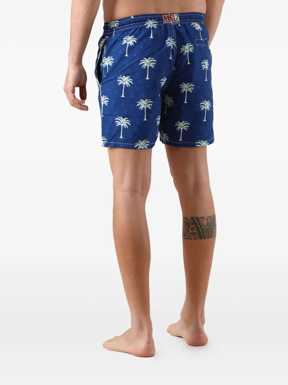 Mc2 Saint Barth Caprese Palm-tree Swim Shorts In Blue