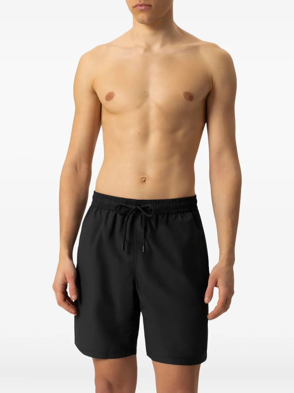 Mc2 Saint Barth Man Swim Shorts With Side Logo And Contrast In Black