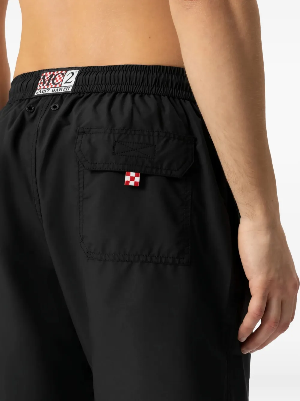 Mc2 Saint Barth Man Swim Shorts With Side Logo And Contrast In Black
