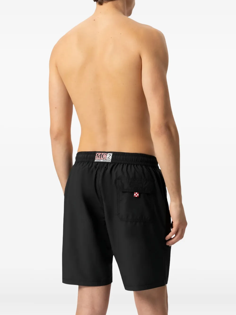 Mc2 Saint Barth Man Swim Shorts With Side Logo And Contrast In Black