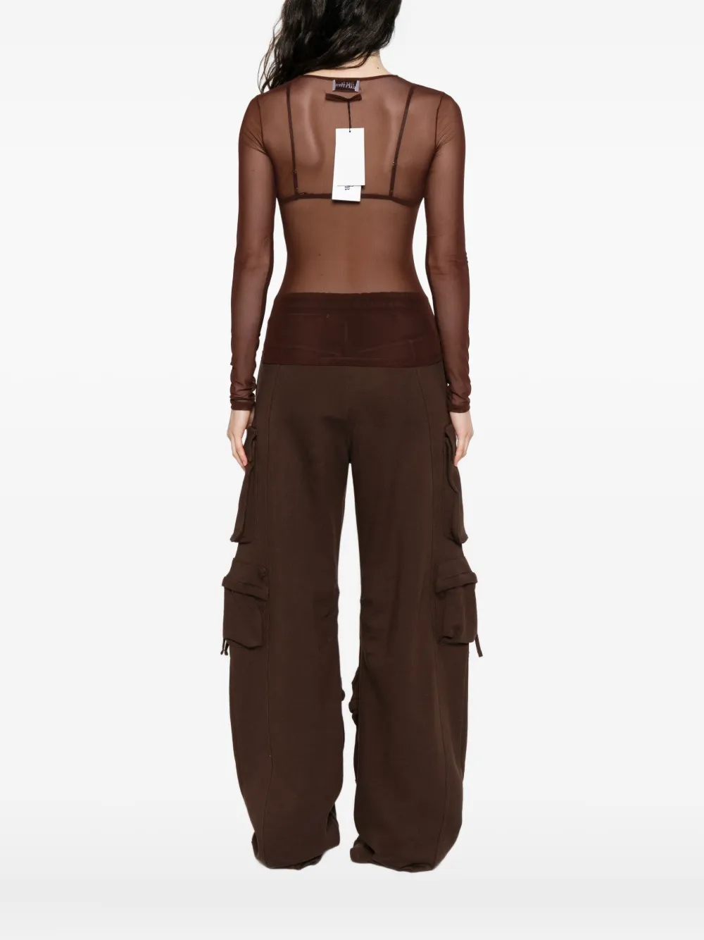 Jean Paul Gaultier Sequin-embellished Mesh Top In Brown