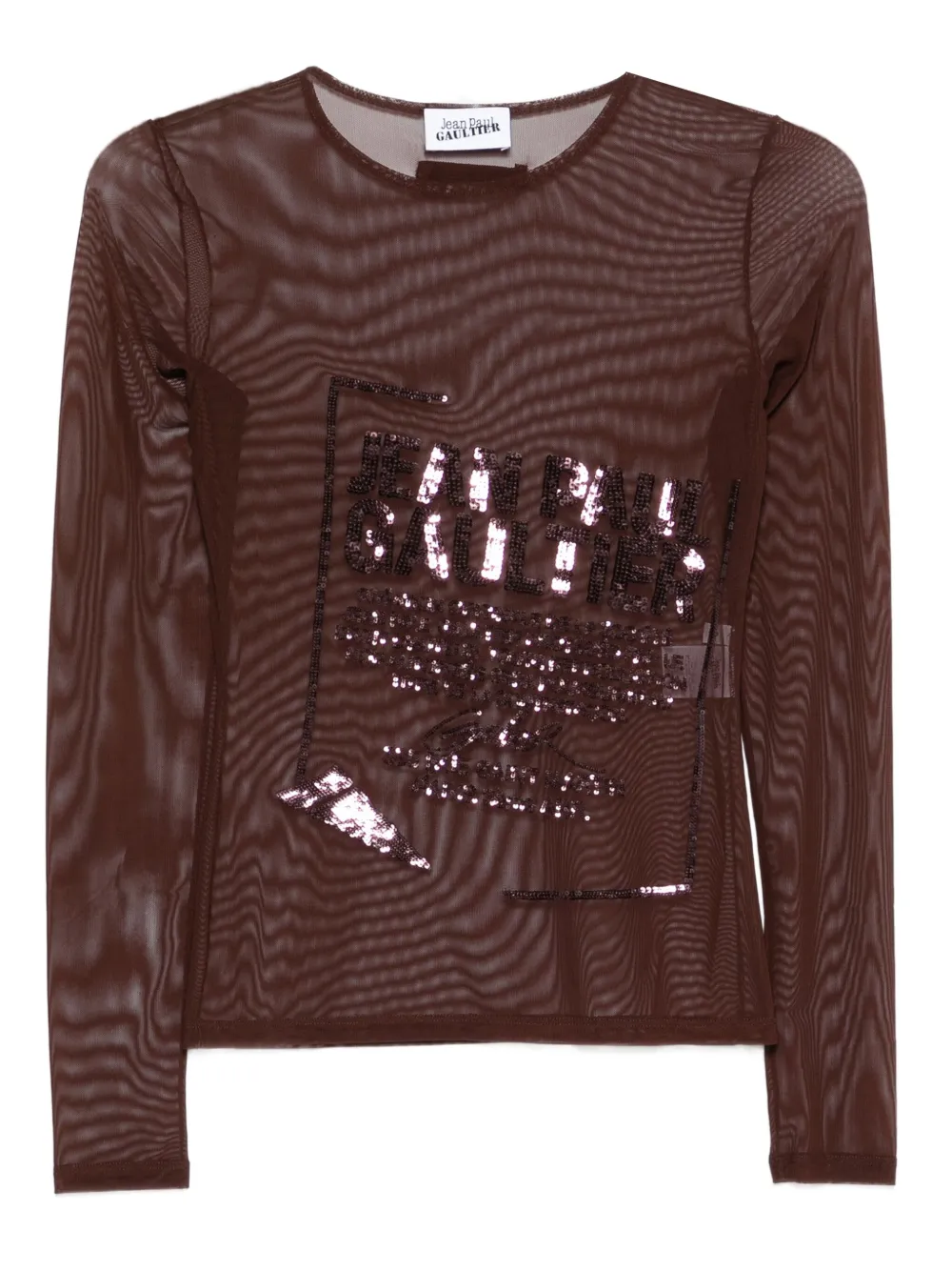 Jean Paul Gaultier sequin-embellished mesh top | Brown | Image 1