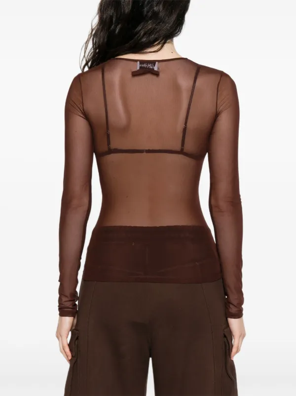 Jean Paul Gaultier sequin-embellished Mesh Top | Brown