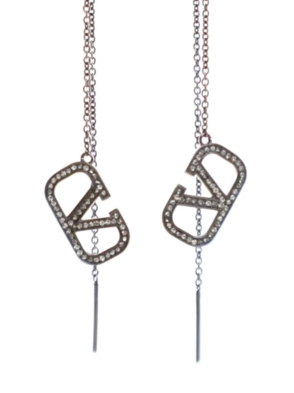 2000-2024 Brass and Rhinestone VLogo Threader Earrings costume earrings