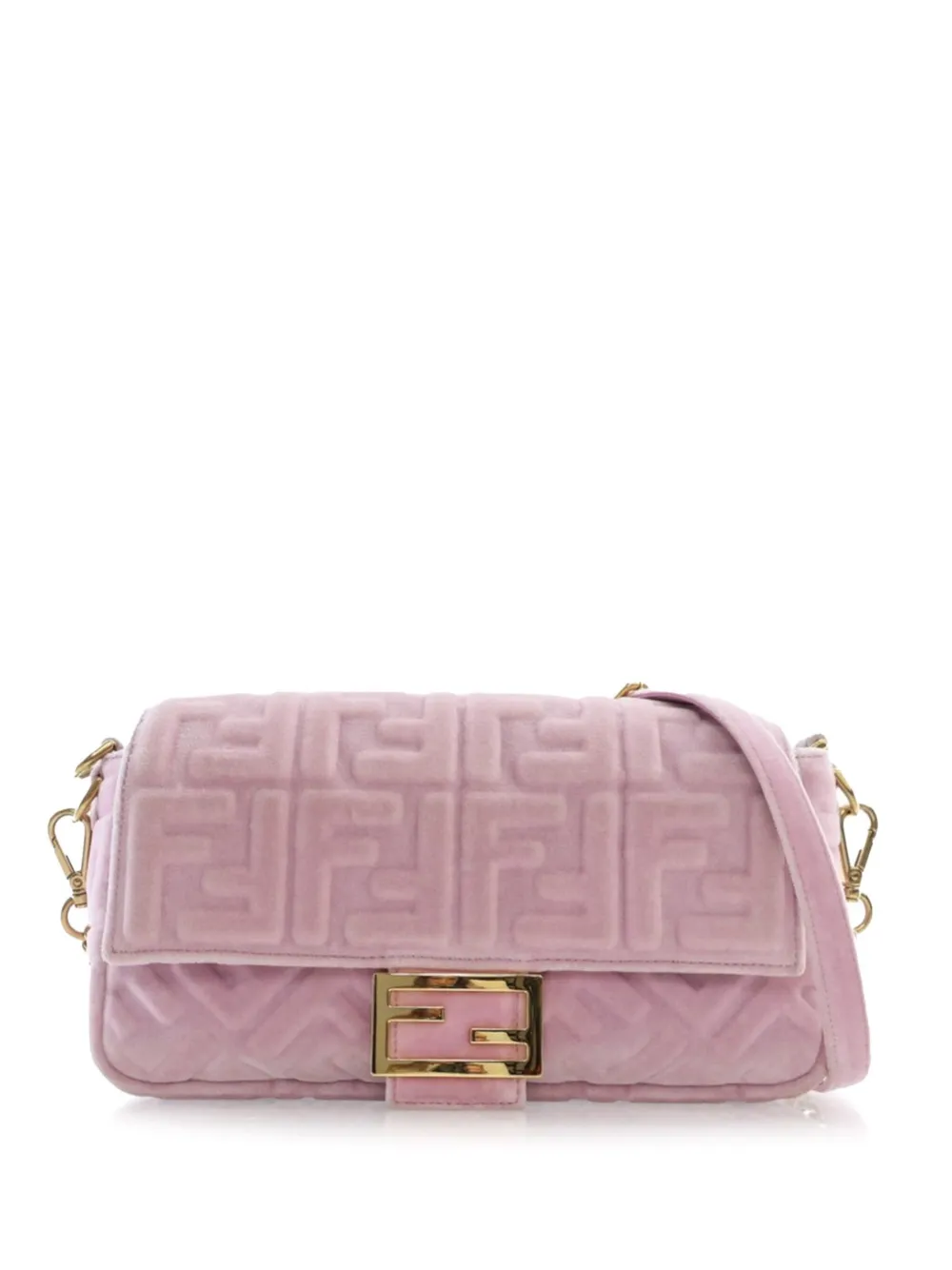 Fendi Pre-Owned 2010-2024 Zucca Embossed Velvet Baguette satchel | Pink | Image 1