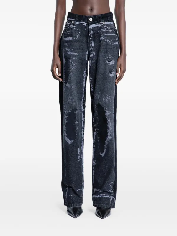 Jean Paul Gaultier Flocked Jeans Black FARFETCH IN