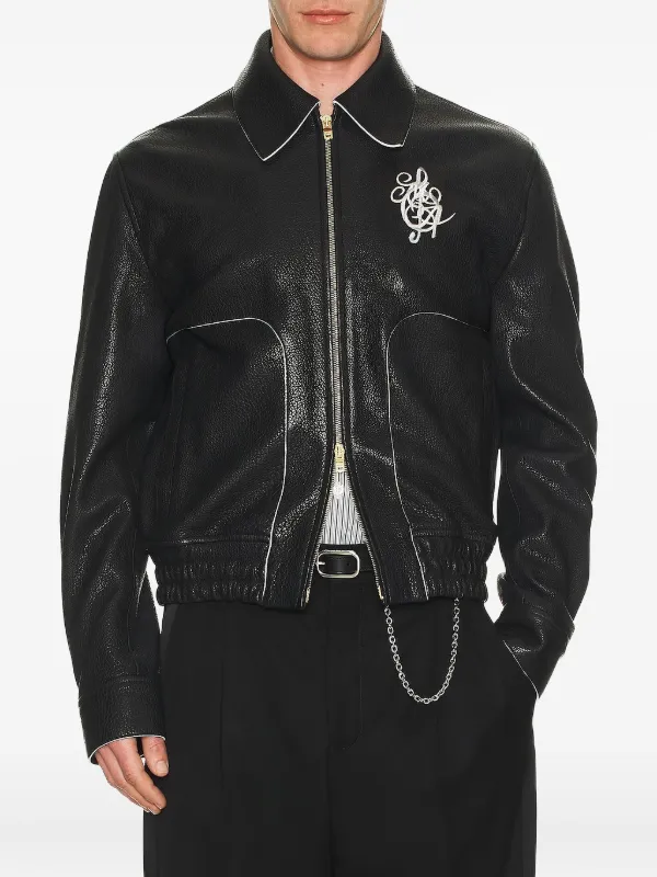 AMIRI Embroidered Leather Jacket Black FARFETCH PH