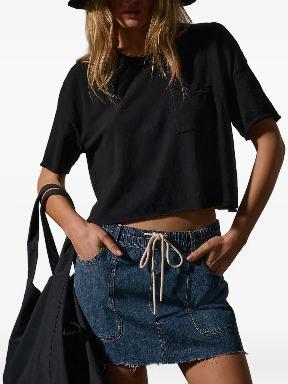 James Perse cropped T-shirt | Black | Image 1
