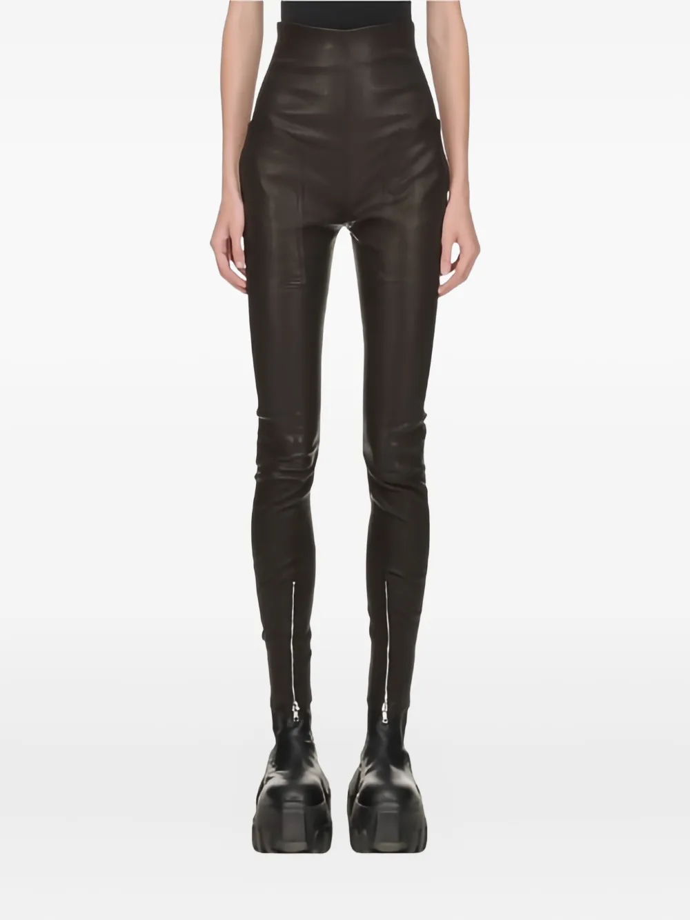 Rick Owens Lurex High-waisted Pants With Gathered Detail In Black