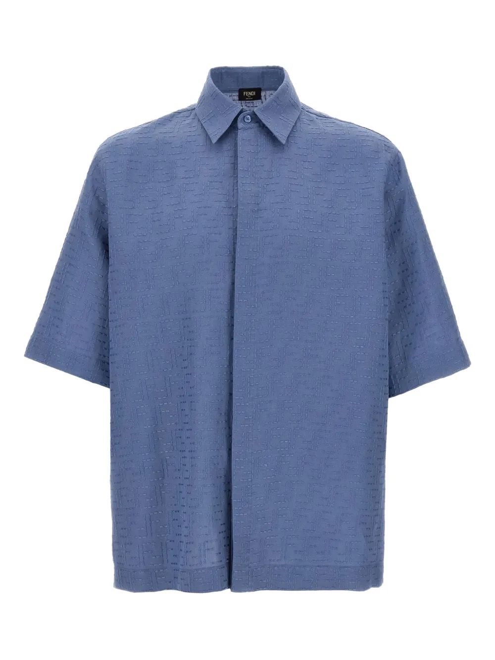 FENDI Overhemd met FF-patroon en korte mouwen Blauw